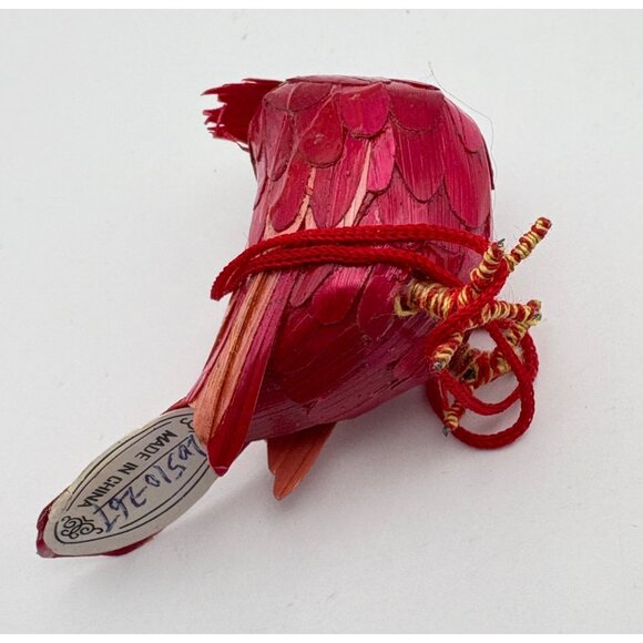 Vintage Wheat Straw Bird Christmas Tree Ornament Red Cardinal Miniature Nature - Picture 4 of 7
